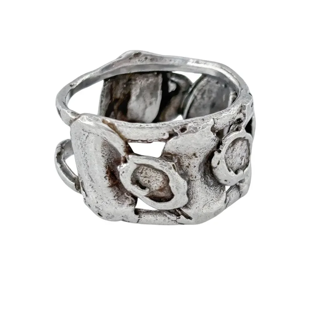 Vintage Sterling Silver 925 Abstract Openwork Ring Size 7.5